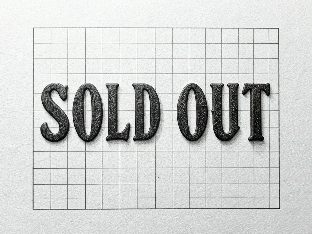 The phrase SOLD OUT in 84pt condensed gothic wood type, heavy inking with visibl