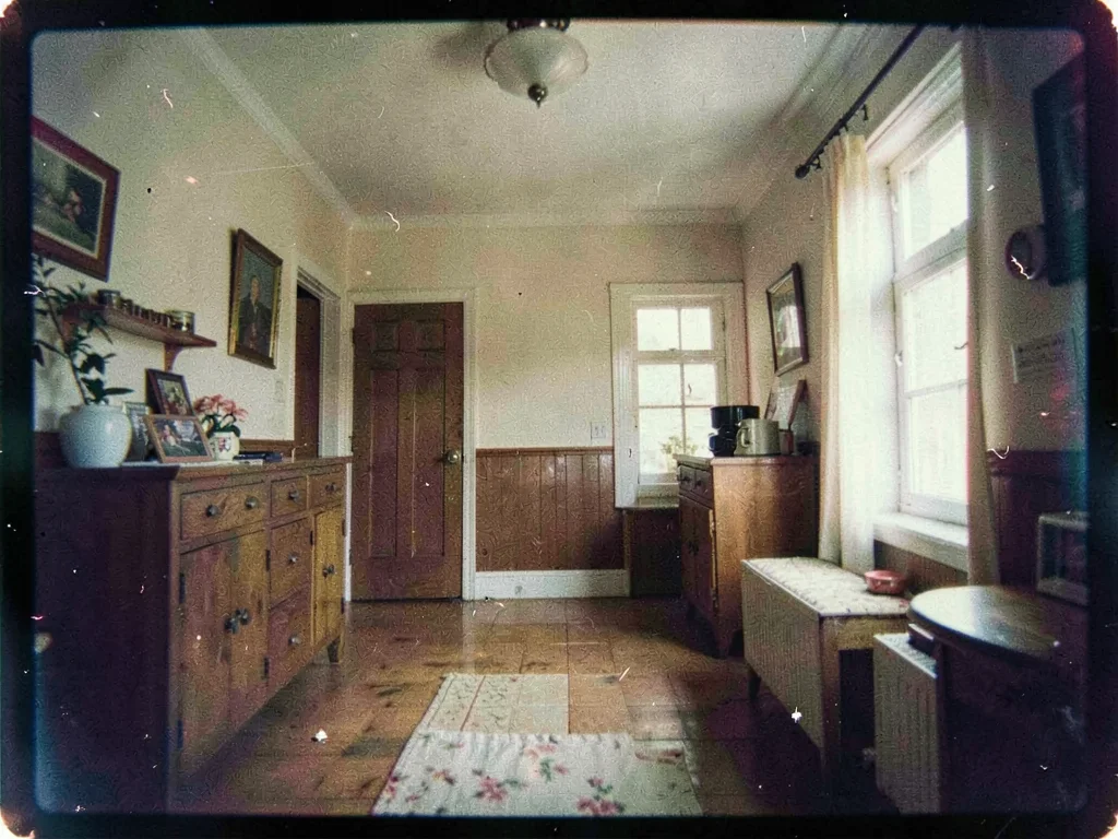 Interior with reduced contrast film age