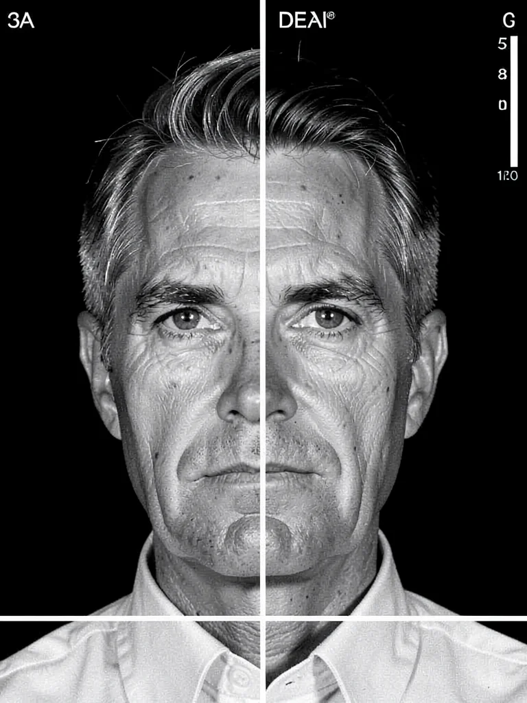 Medical scan portrait, MRI slices recombined with photograph