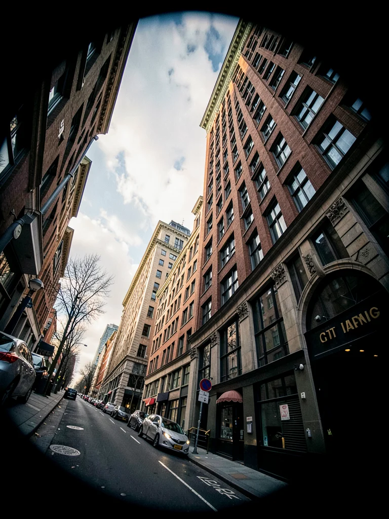 Skyscraper from tilted street view