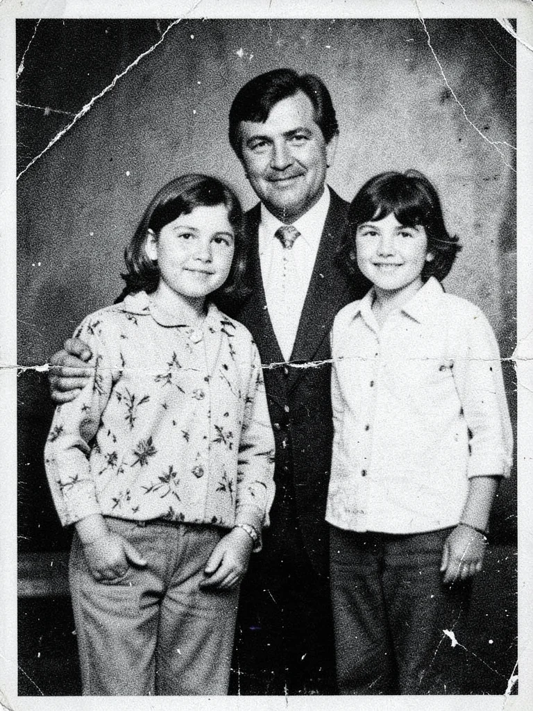 Xerox of family photograph with father, generations of copy degradation