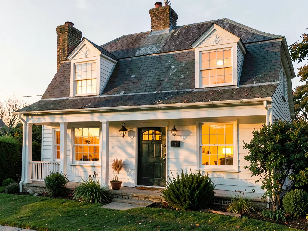 House with all windows lit warm