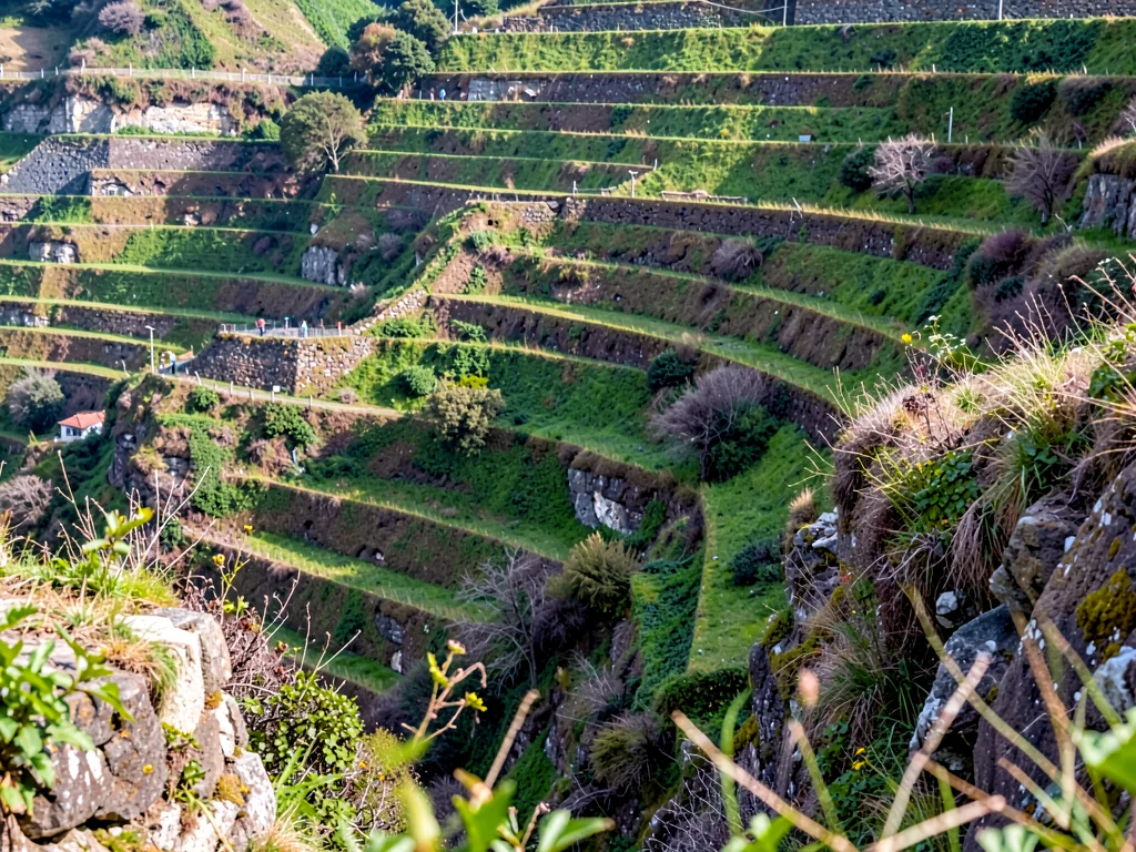 Terraced hillside all levels sharp