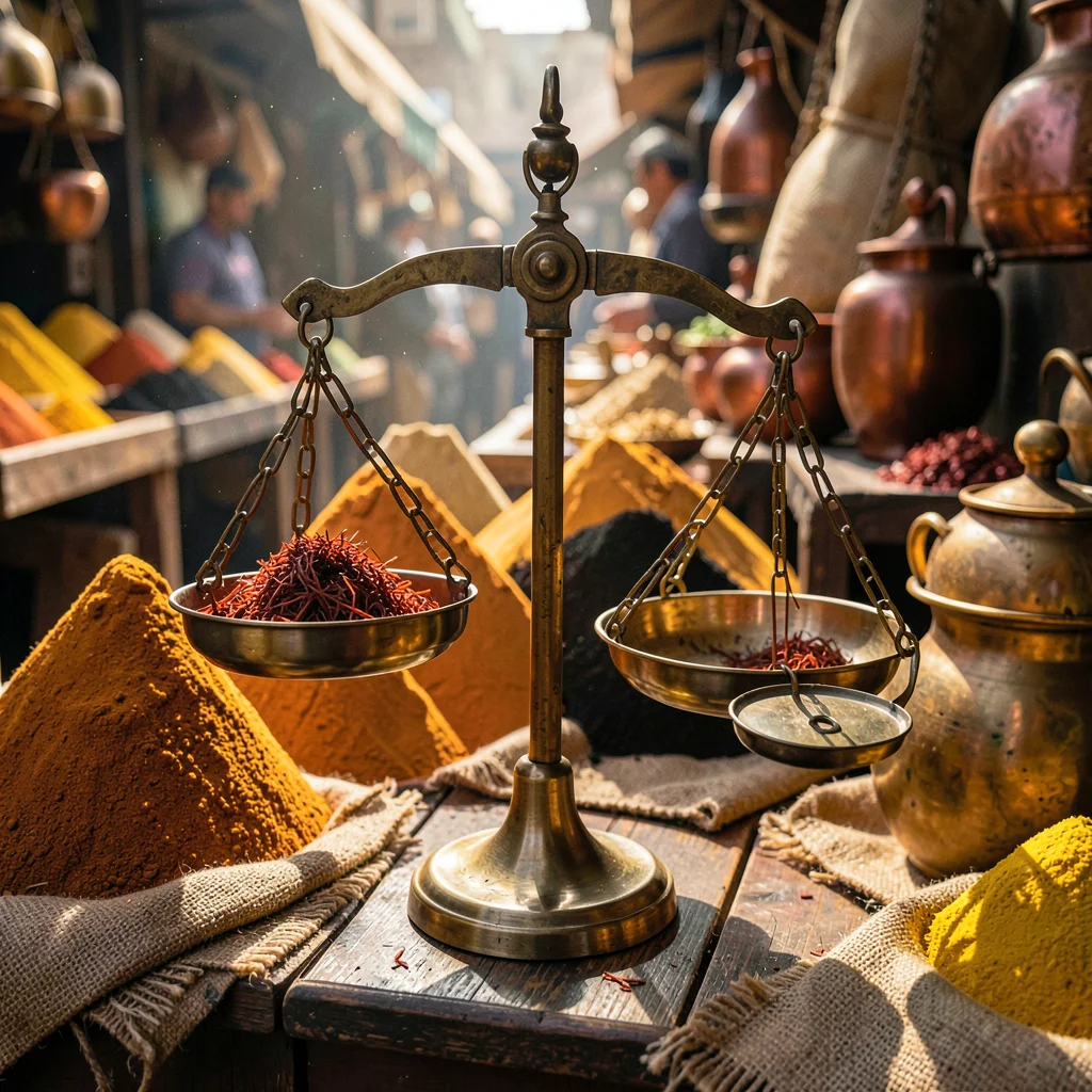 Brass Scale Weighing Saffron Threads
