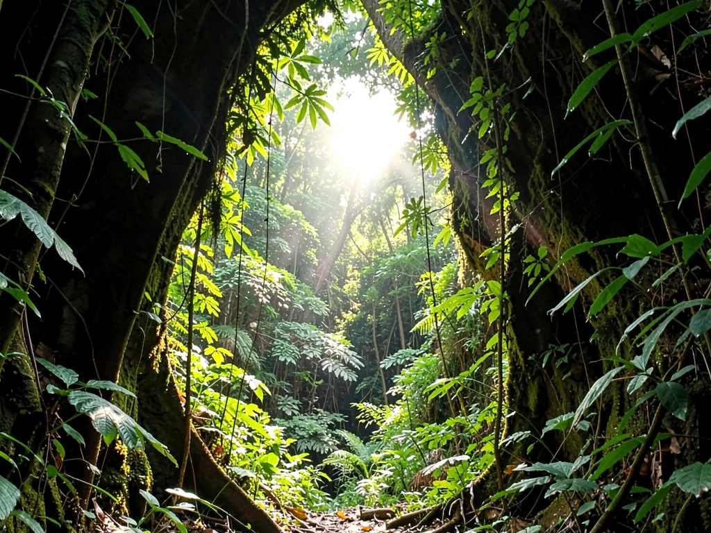 Treefall gap with wall of green surrounding bright center