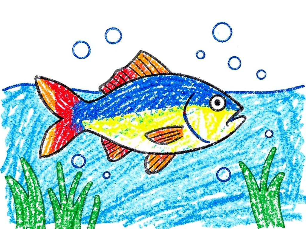Fish swimming with bubbles