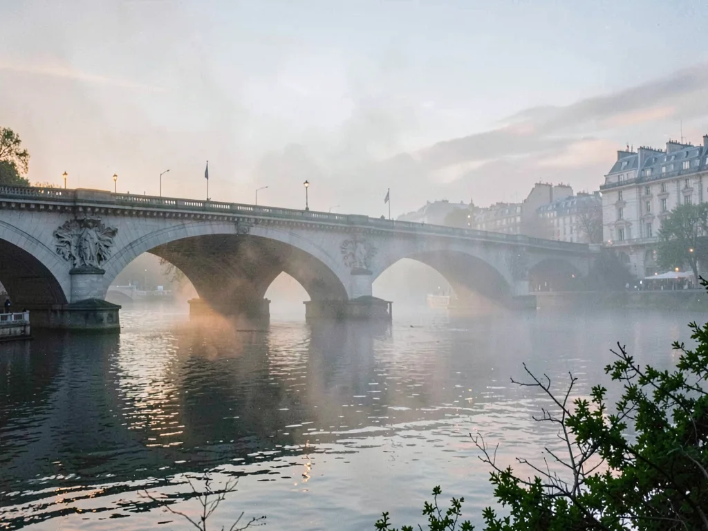 Pont Neuf arches dissolving into morning mist
