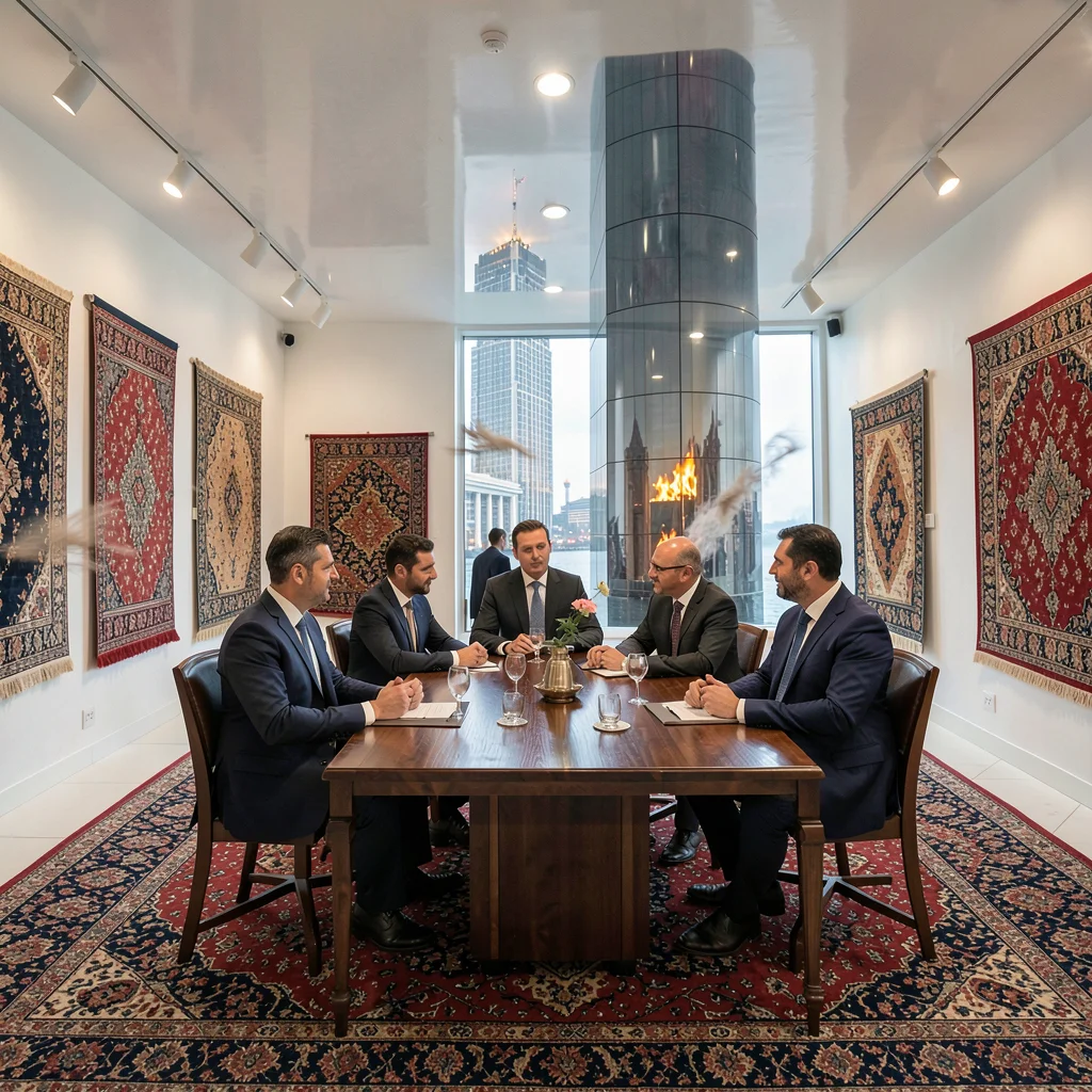 Oil-baron nouveau meeting Flame Tower modernity in windy Baku, carpet museum int