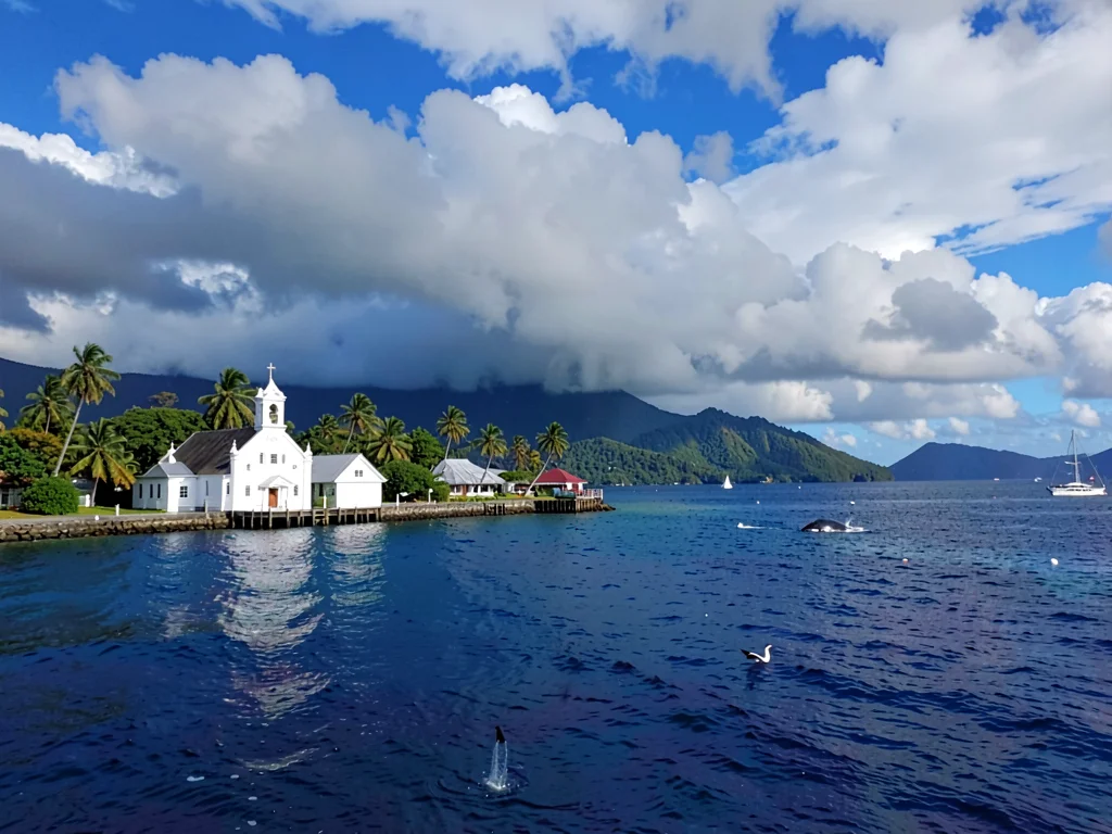 Sunday stillness in Nuku'alofa, Tonga, The deep blue of the Tongan ocean under w