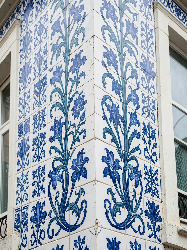 Art Nouveau Corner — Floral Border Turning the Building Edge