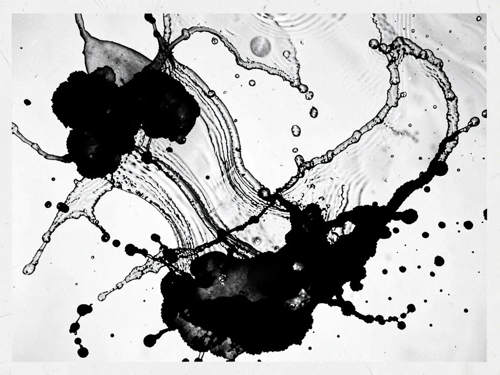 Agitated water creating chaotic ink patterns