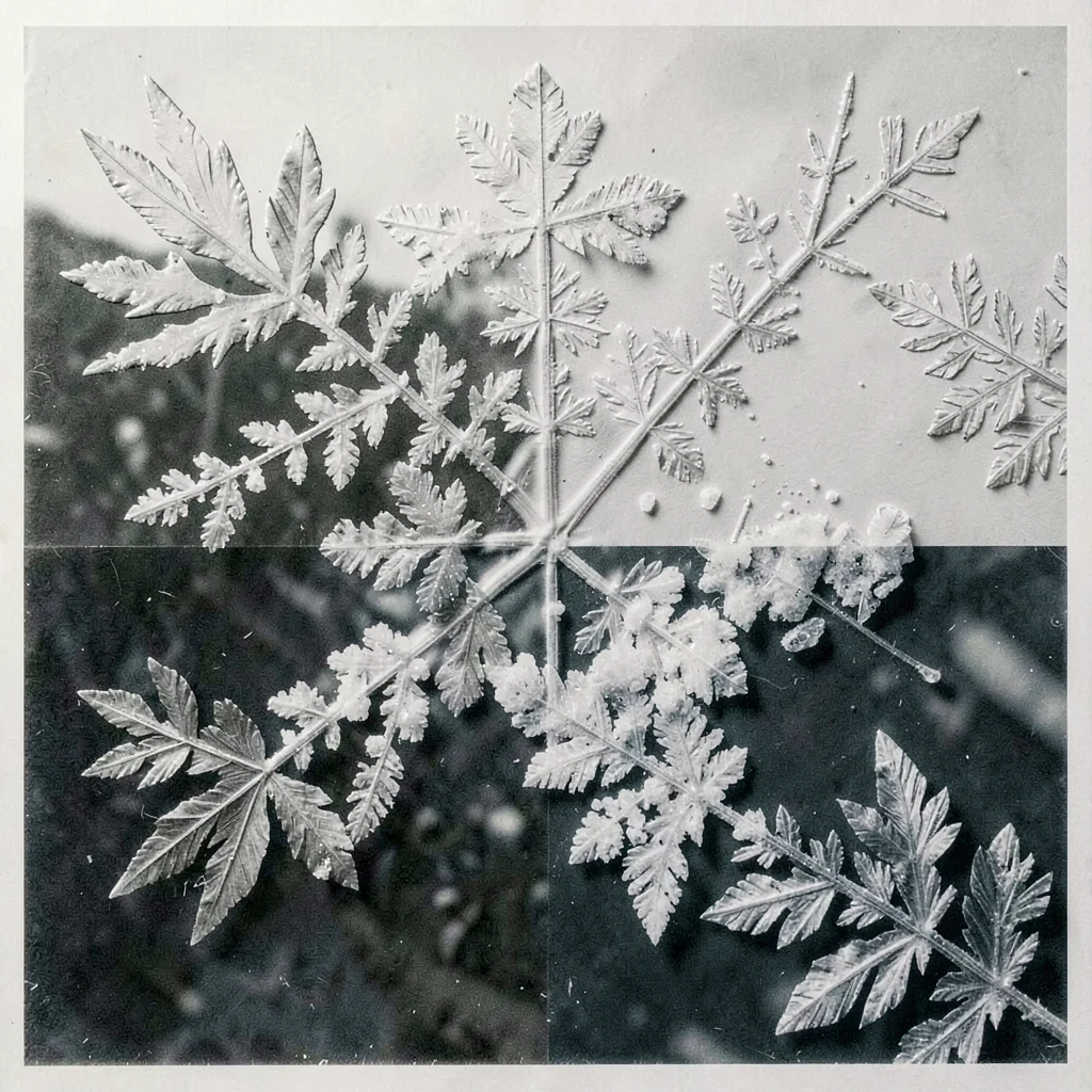 A chemigram with salt crystal resist — crystalline patterns, chemical reactions 
