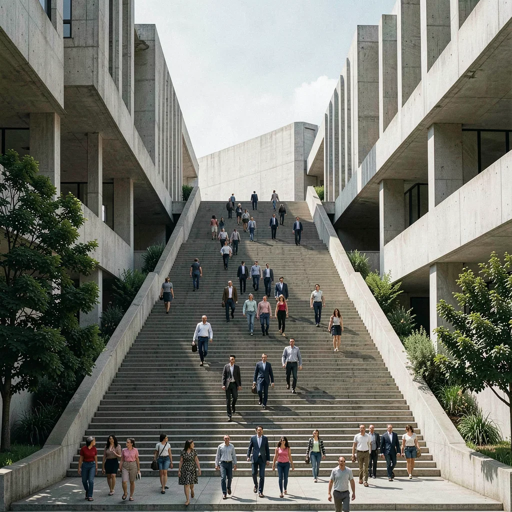 Planned city photography, modernist urbanism, A monumental staircase connecting 
