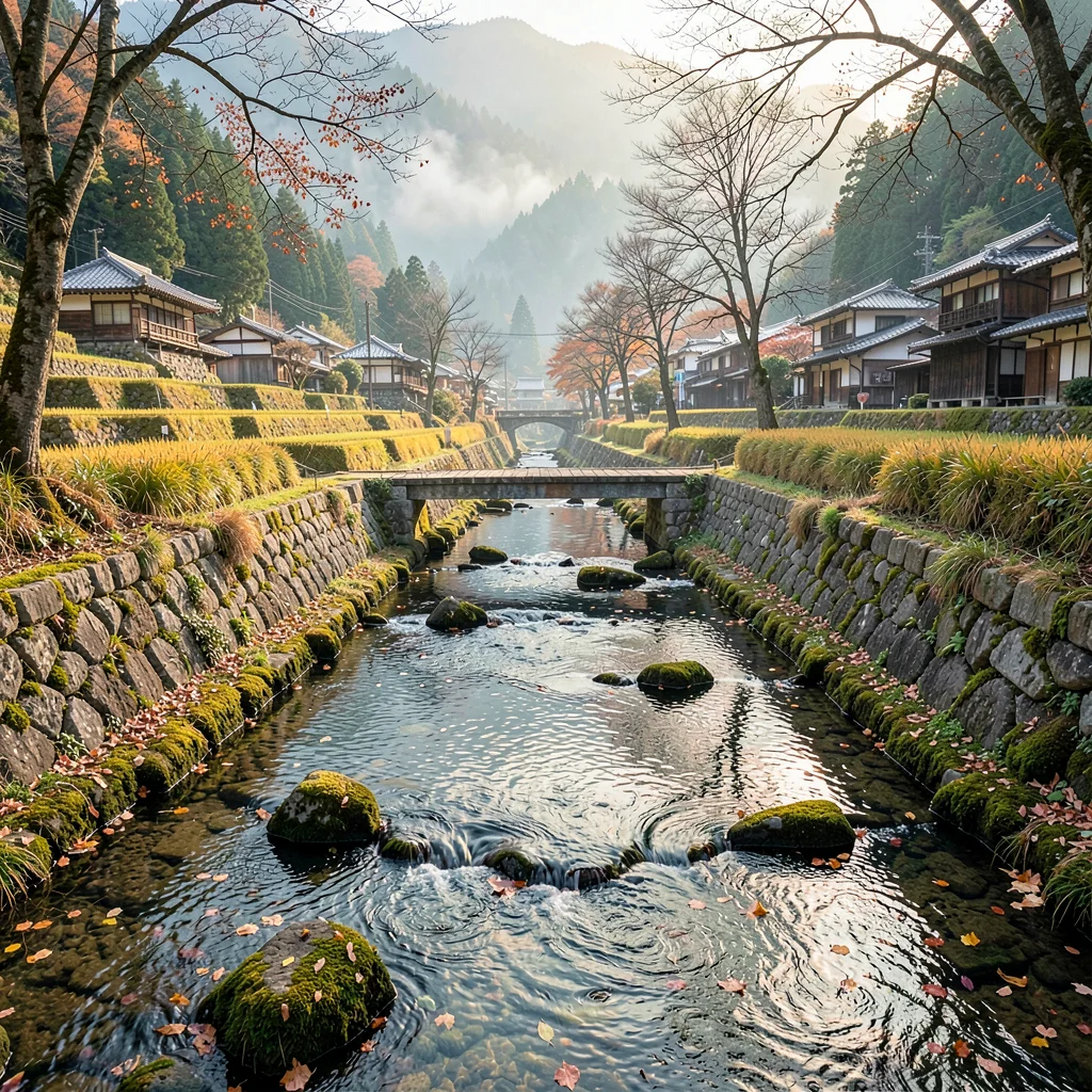 Looking Down Into Village Stream