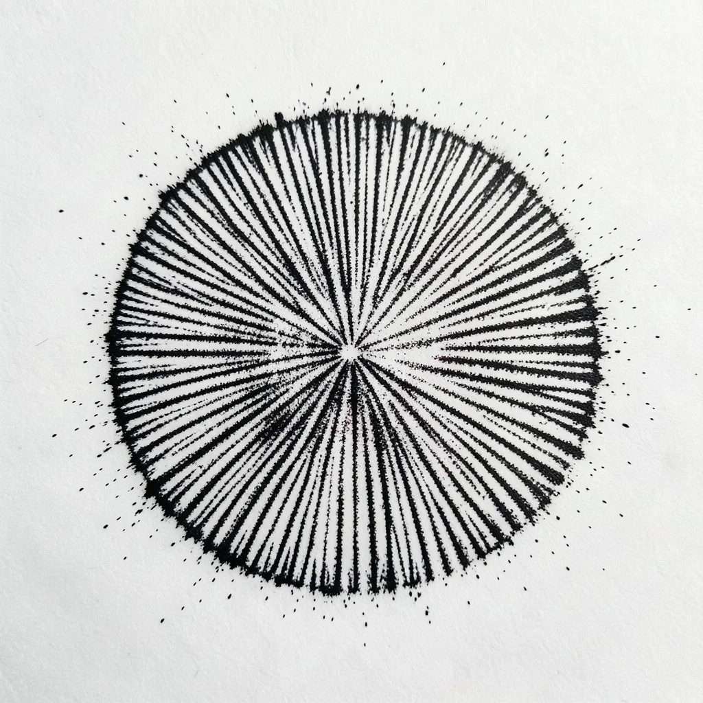 Ink cap spore print, jet black deposit on white paper, deliquescent mushroom lea