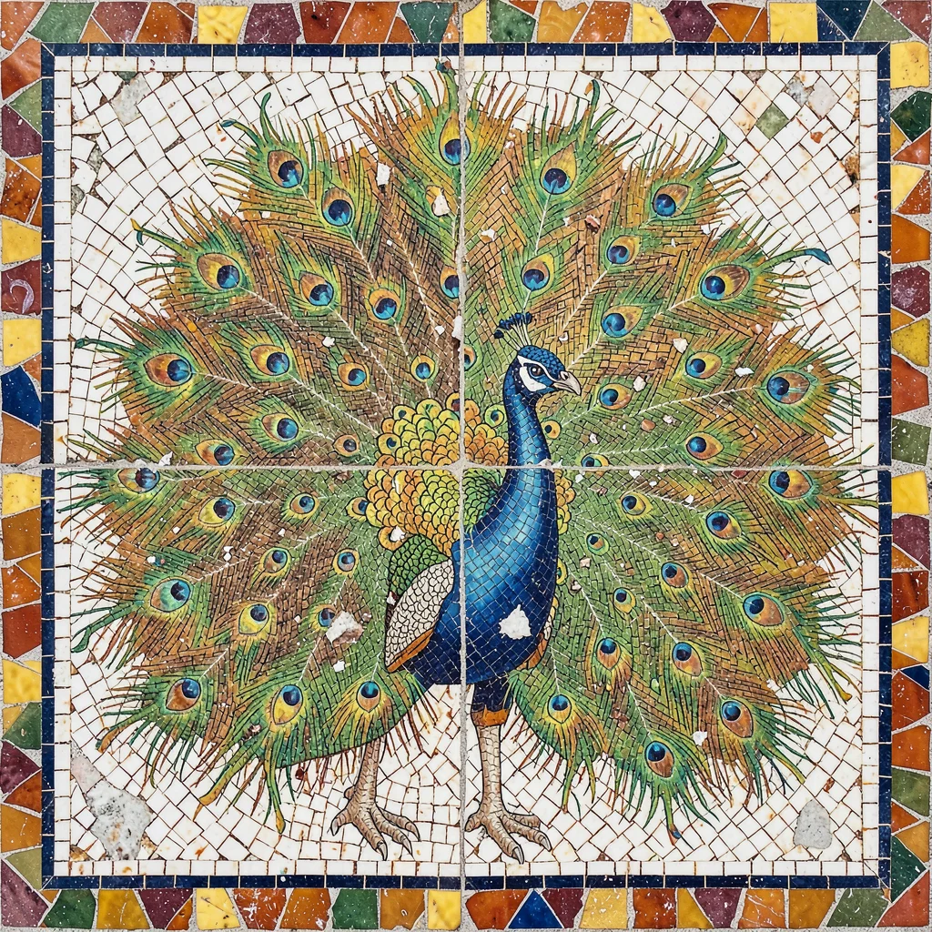 Byzantine peacock mosaic