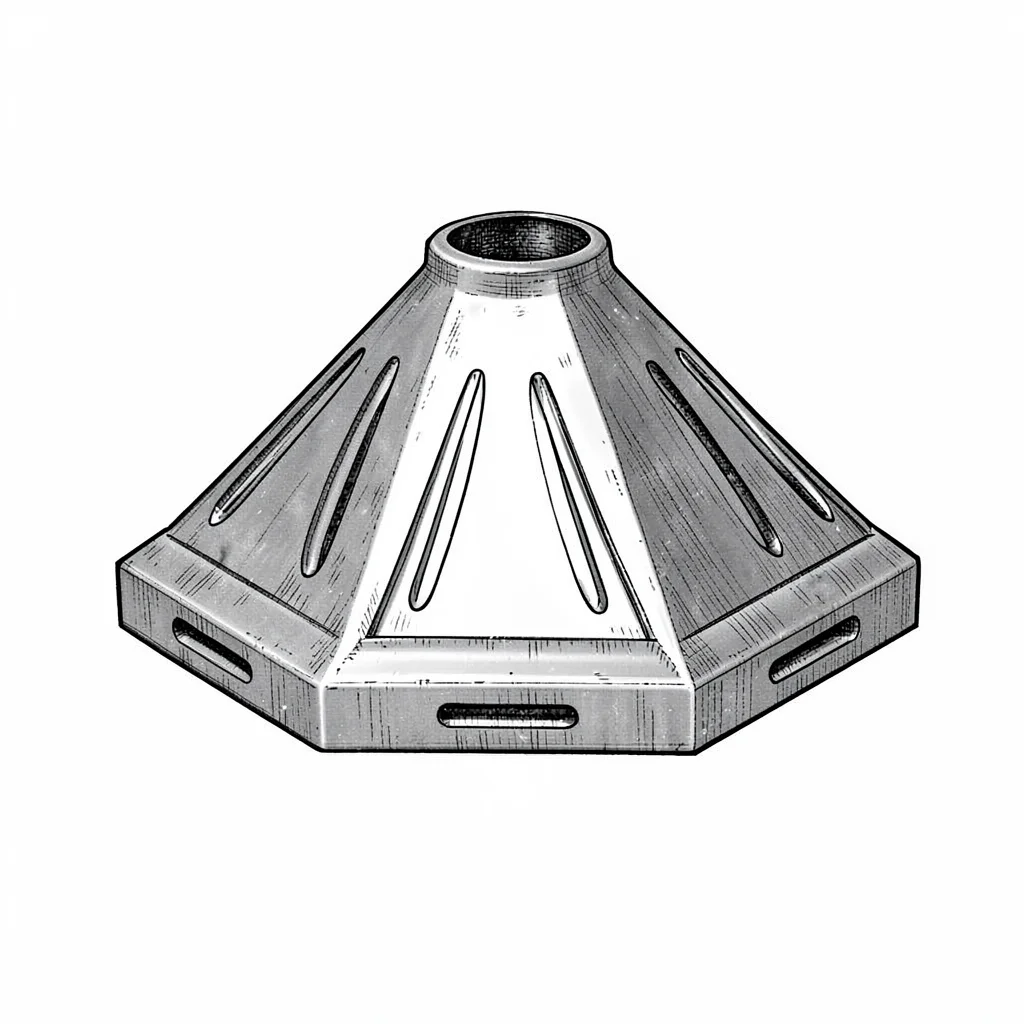 Plate of a single iron lantern roof cap, ventilation slits drawn as parallel sli
