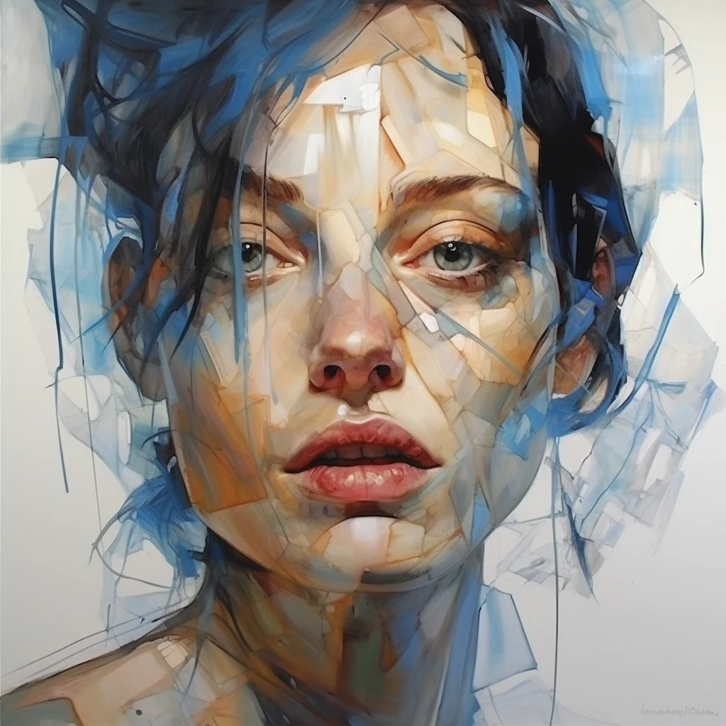 Painting portrait by Jenny Saville. marge simpson