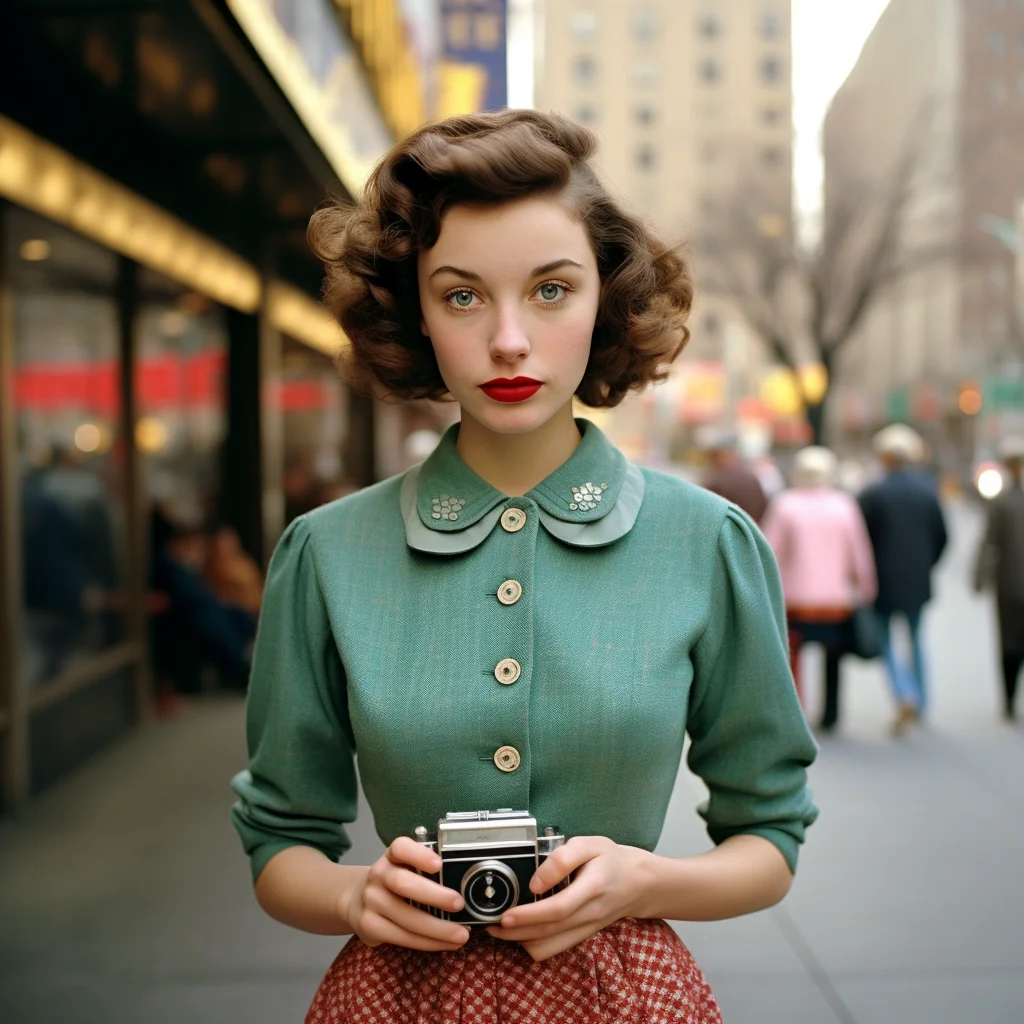 Color Street photo in the style of Vivian Maier Evoki