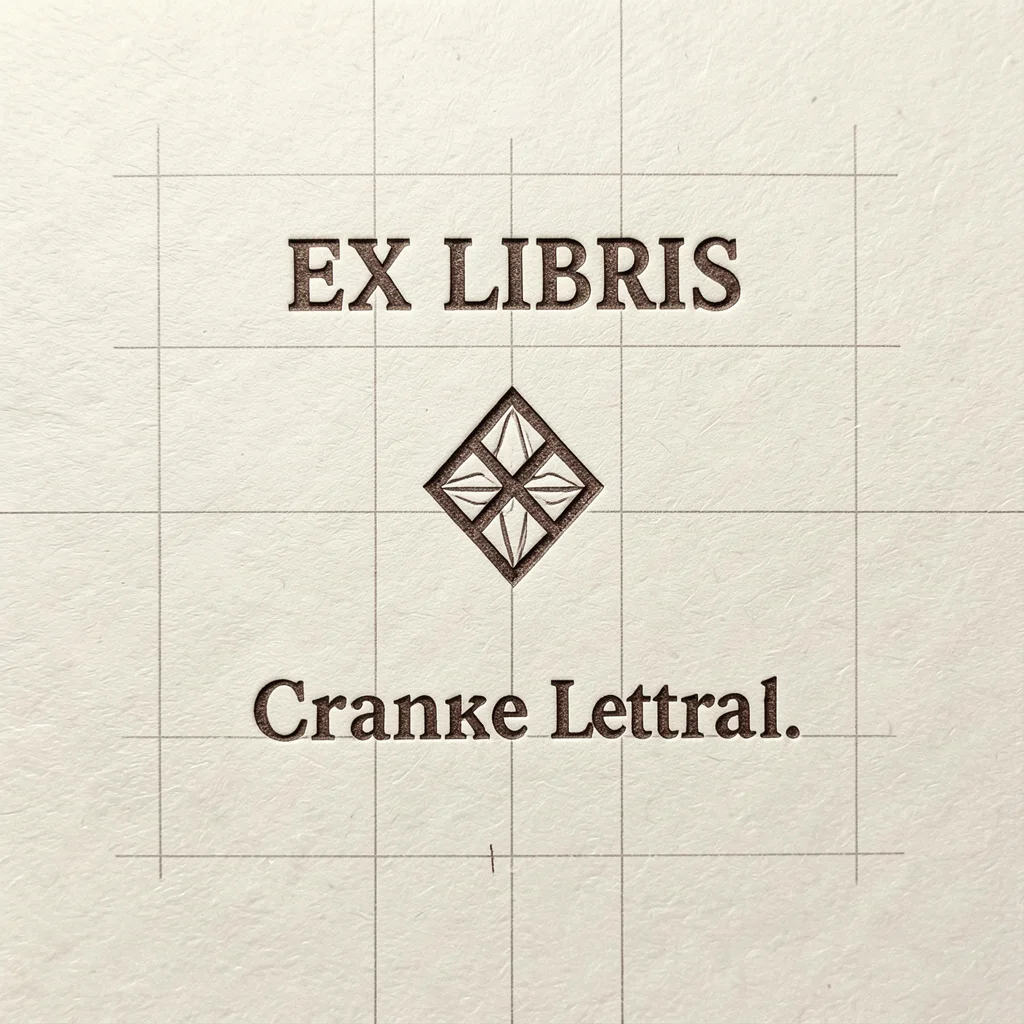A bookplate design reading EX LIBRIS above a small geometric ornament, owner nam