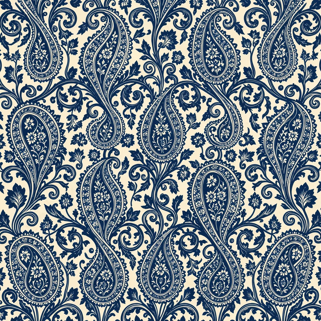 Paisley indigo cream traditional