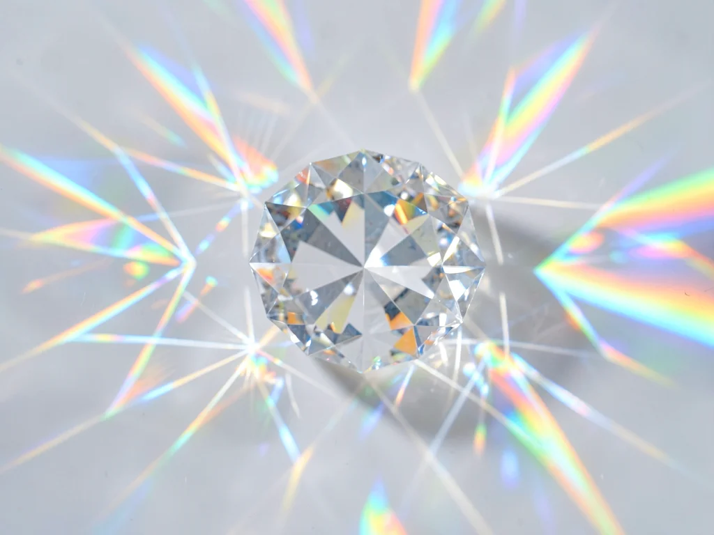 Diamond pattern of dispersed light on white surface