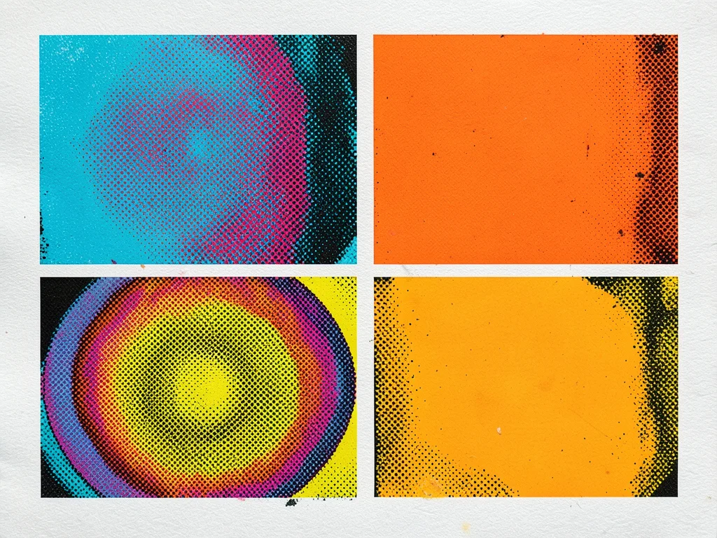 Spot color vs process color comparison, solid Pantone orange next to CMYK approx