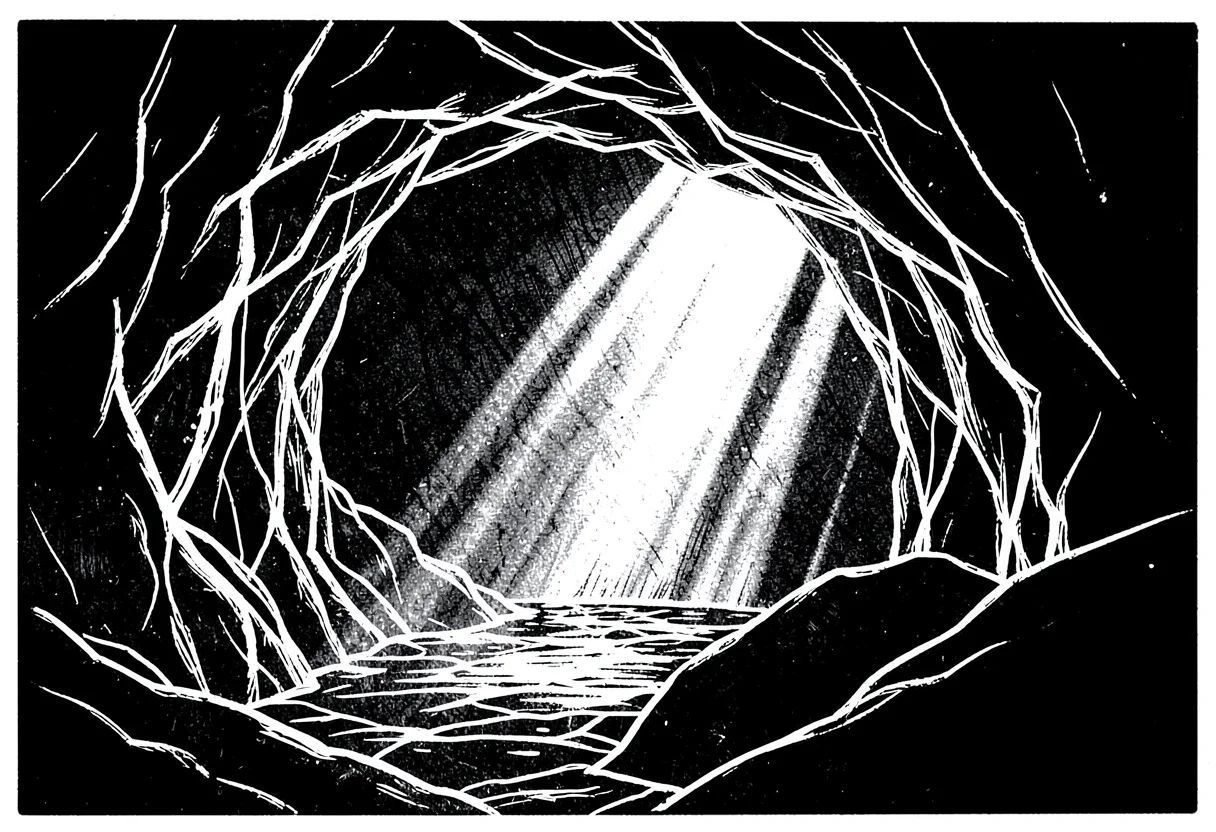 Cave light scratchboard