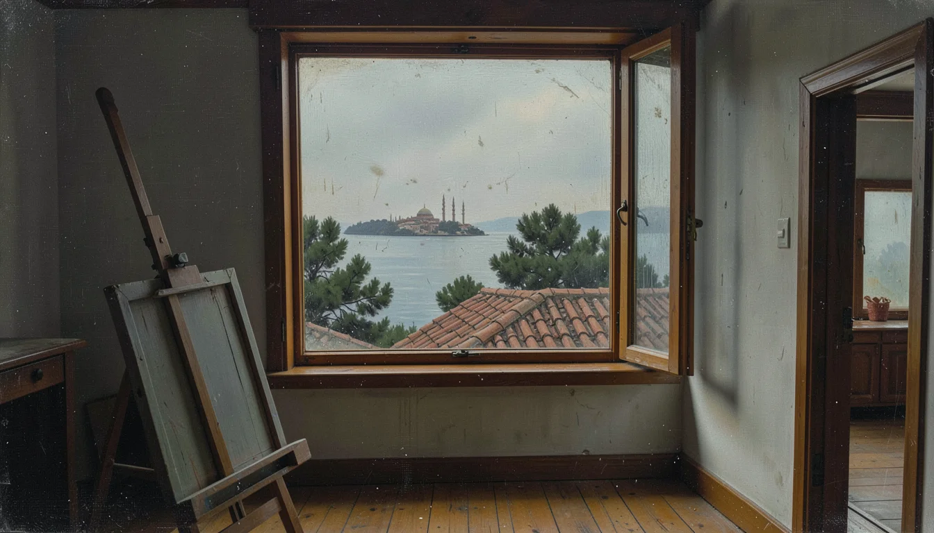 Oil painting of an interior, muted palette, the tradition of Northern European i