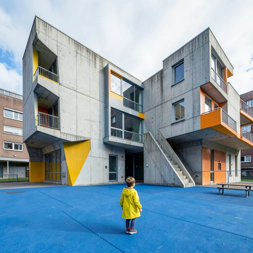 Post-war reconstruction modernism, Rotterdam radical geometry, A child in a yell