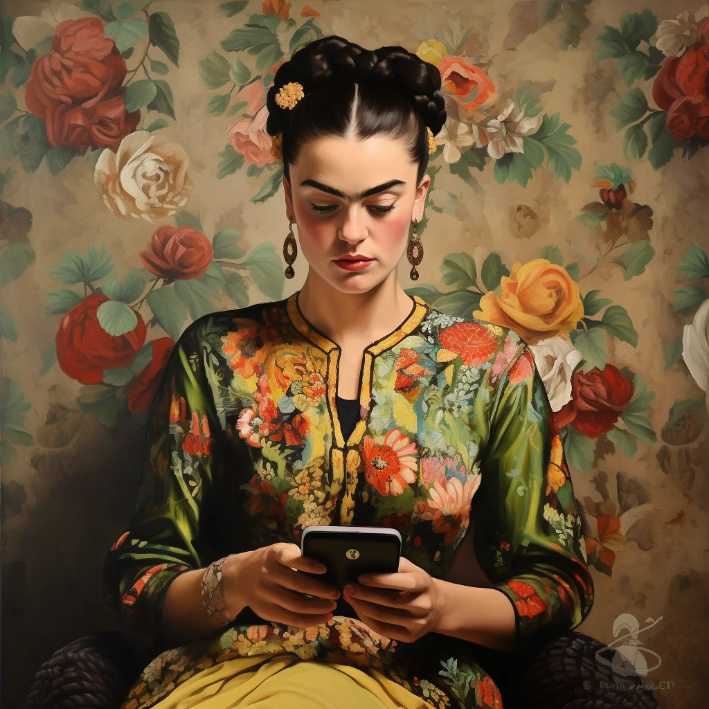 Frida khalo painting of an iphone