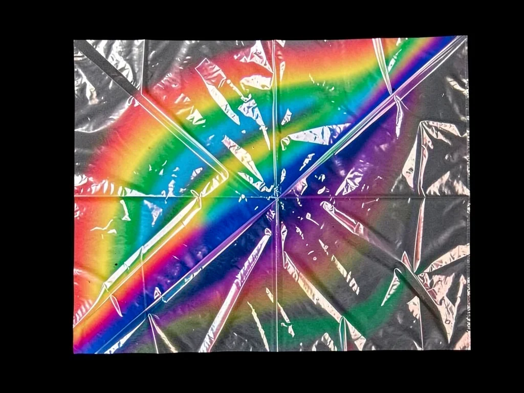 Plastic bag showing fold stress patterns