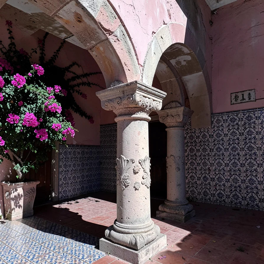 Carved Cantera Column Capital