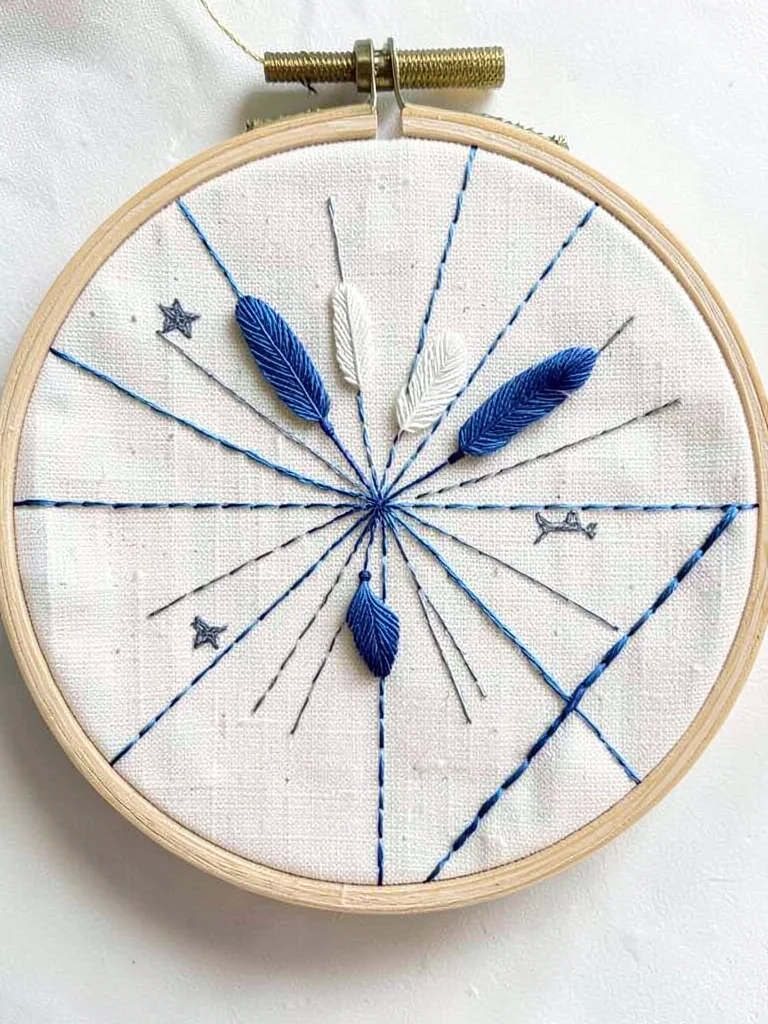 Wind Barbs — Feather Stitch Radiating on Ivory