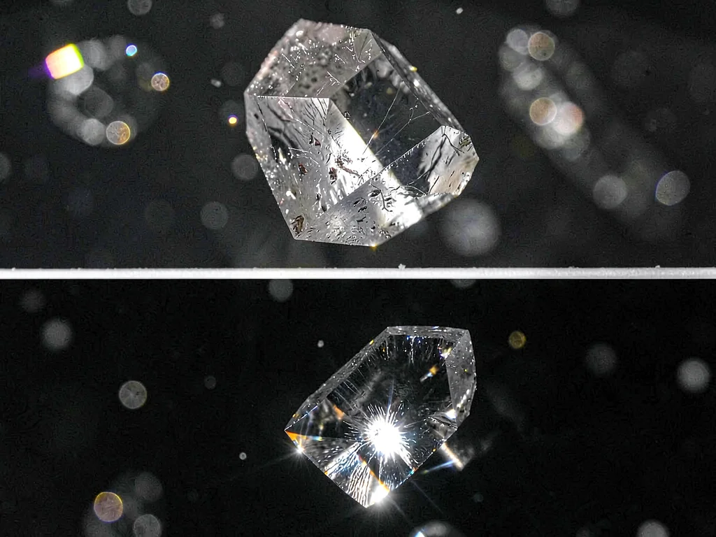 Crystal showing both transmitted and reflected light