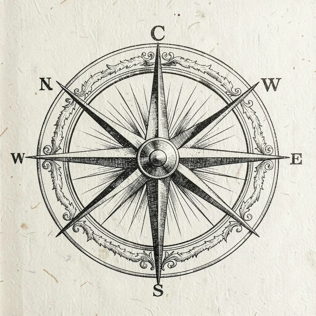 Scrimshaw compass rose