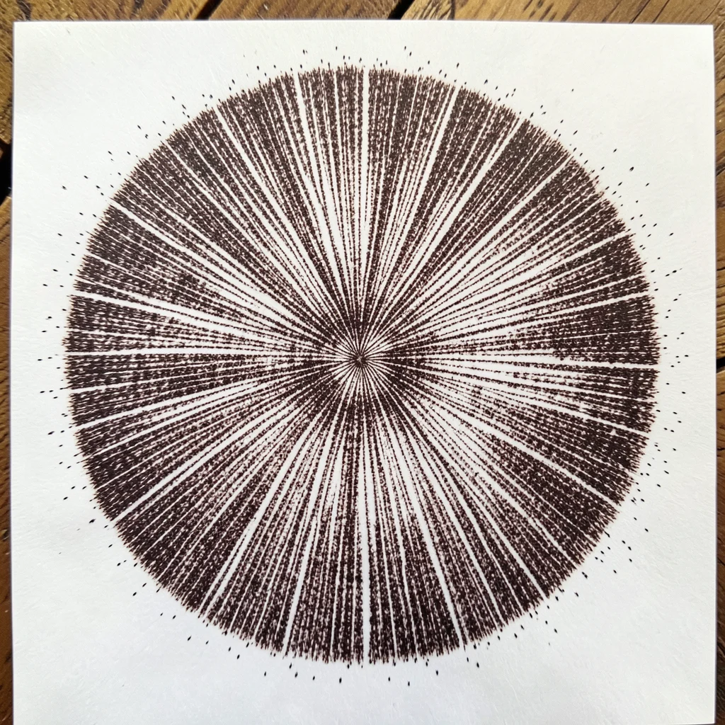 Dark chocolate-brown spore print on glass, dense deposit from mature specimen, v
