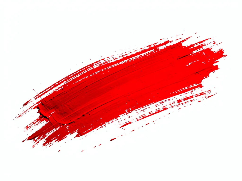 Single bold brushstroke of cadmium red across a pristine white canvas, raw energ