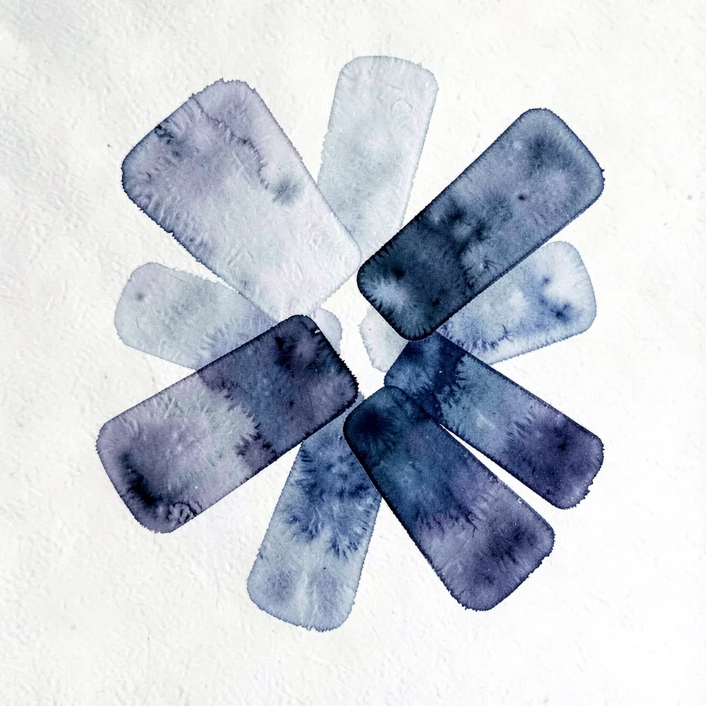 abstract single cube-explode abstract — six rounded rectangles in graduated indi