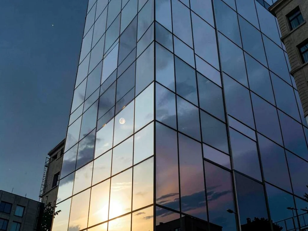 Reflected moonrise in tower face silver