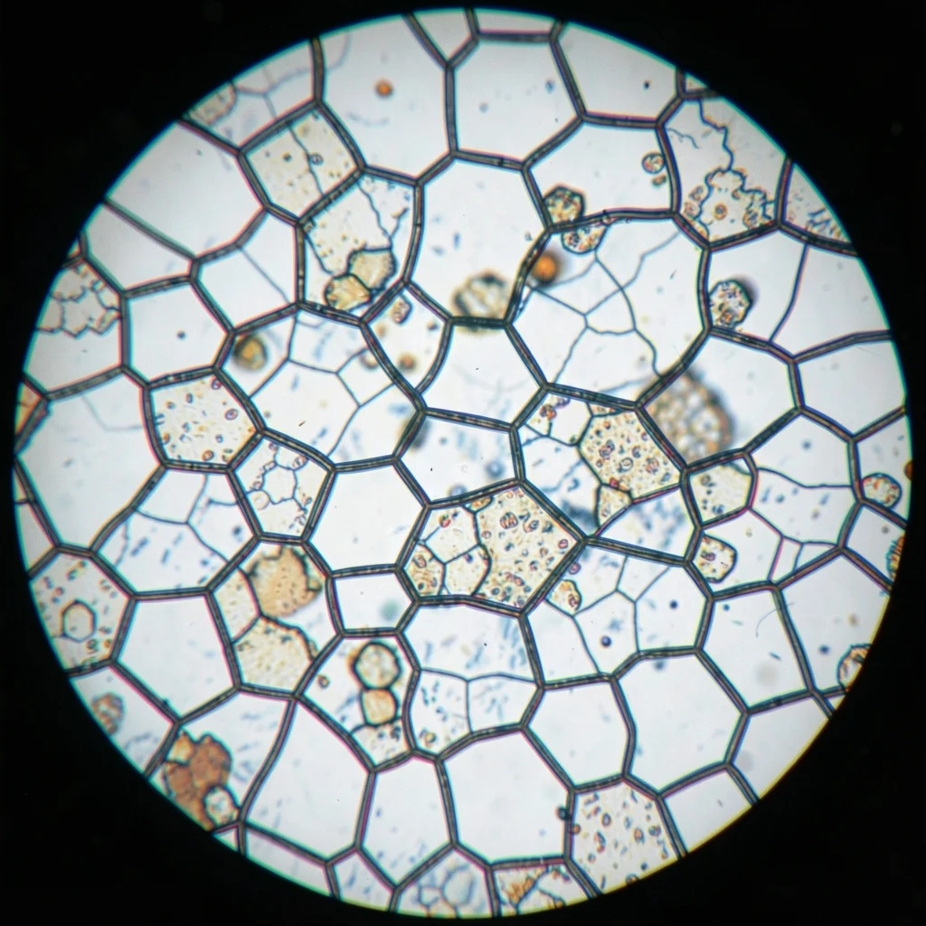 An etched steel grain structure under metallurgical microscope — polygonal ferri