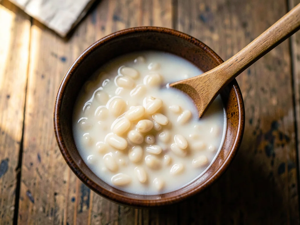 Amazake Rice Porridge in Lacquer Bowl — Grain Texture