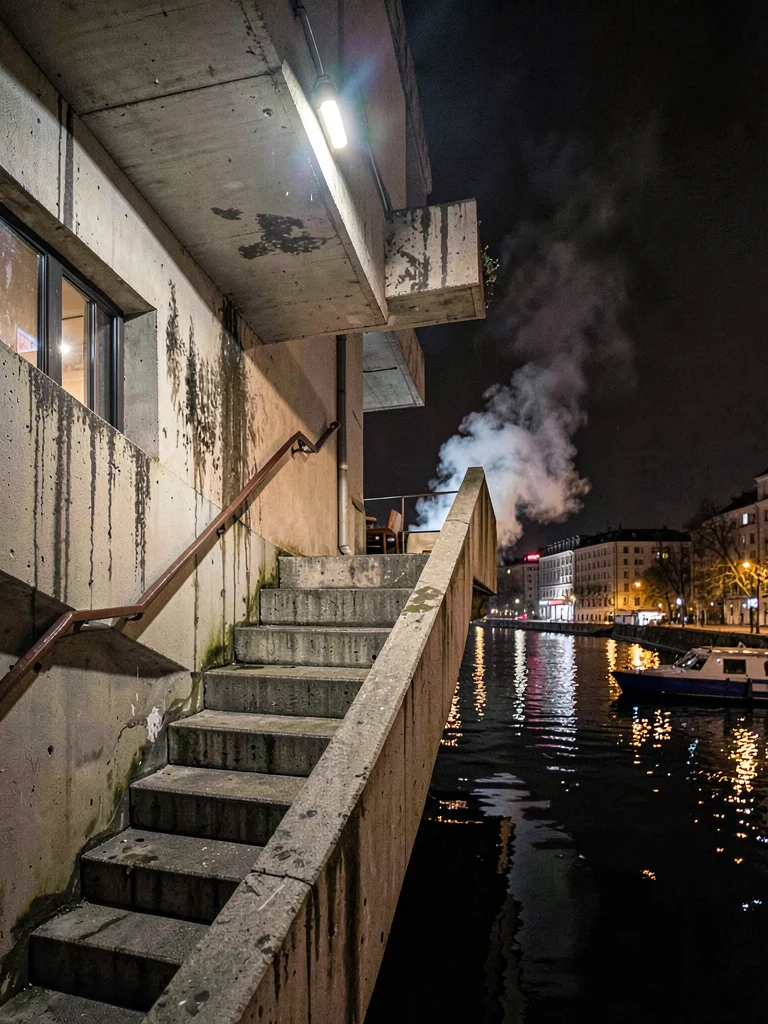 Brutalist stairwell descent