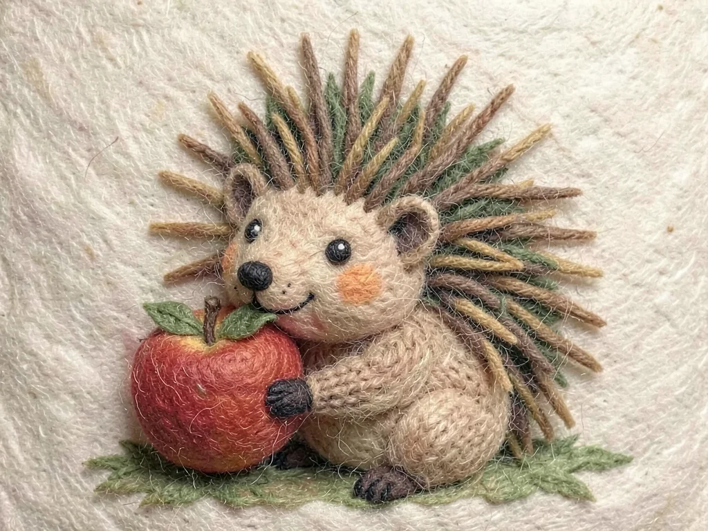 Hedgehog eating apple