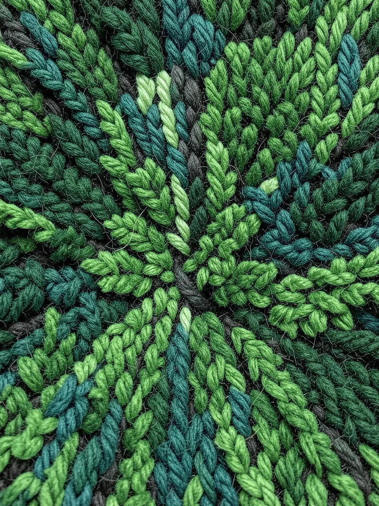A dense forest canopy seen from below, each leaf a different shade of green tuft