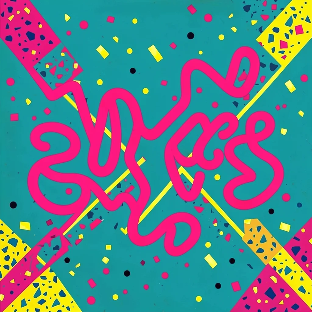 Memphis eighties squiggle pattern