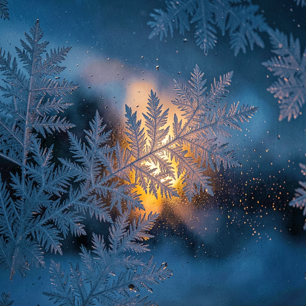 Photograph with Alaskan Arctic sensibility, Close-up of frost crystals on a wind