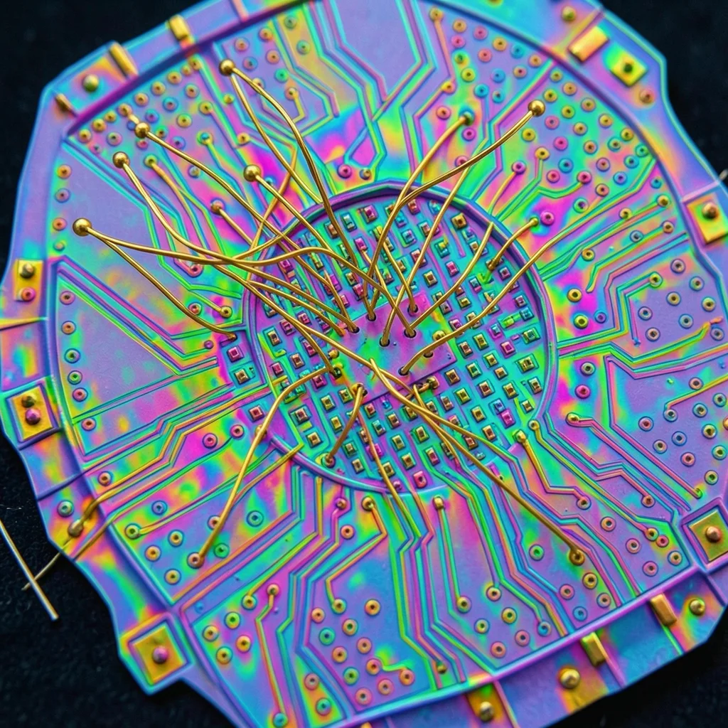 Microchip wire bonding, gold bond wires arcing from die pad to package leads, de