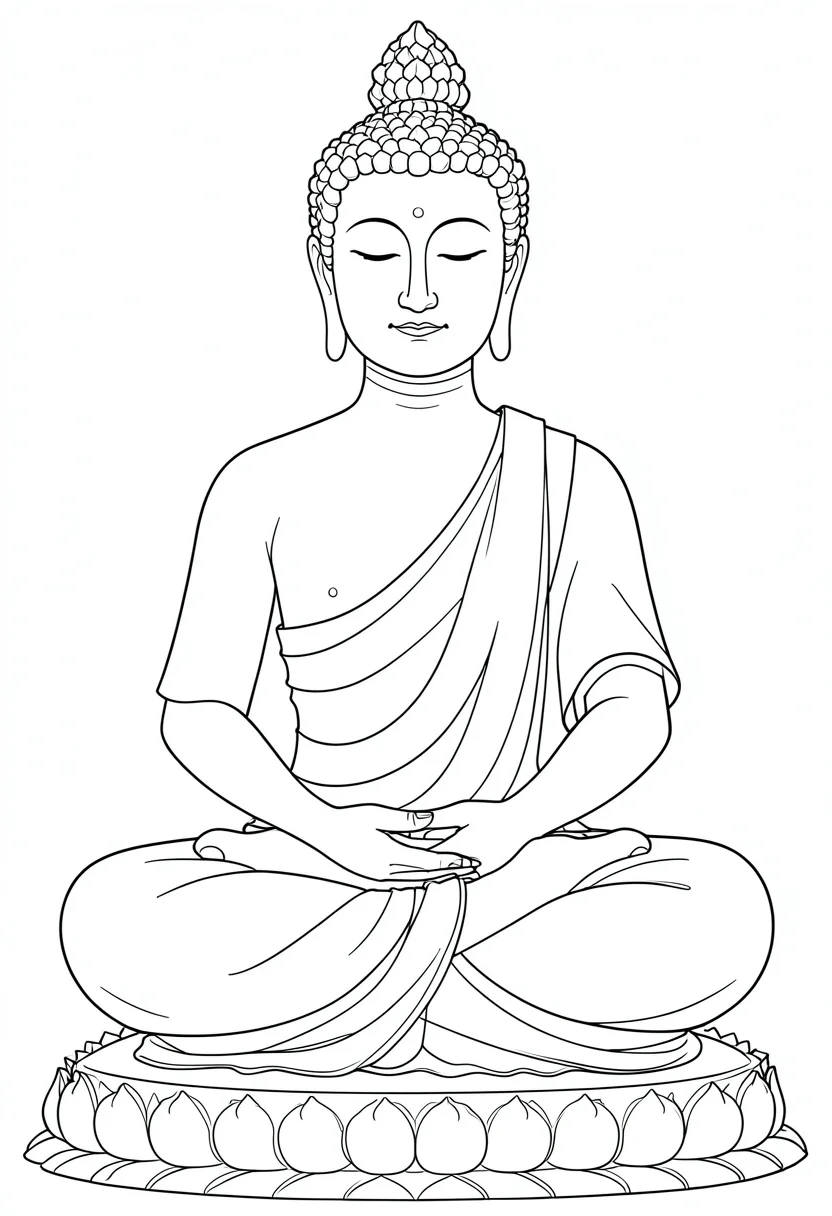 Buddha meditation continuous line
