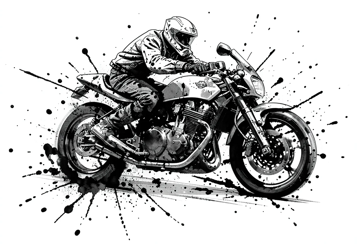 Motorcycle accelerating splatter